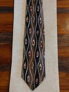 VINTAGE Hugo Boss 100% Silk Abstract Geometric Tie Made In Italy Retro